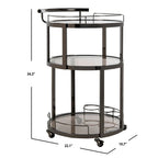 Carrello da Bar Rotondo a 3 Ripiani con Portabottiglie in Oro/Canna di Fucile – 1 Persona