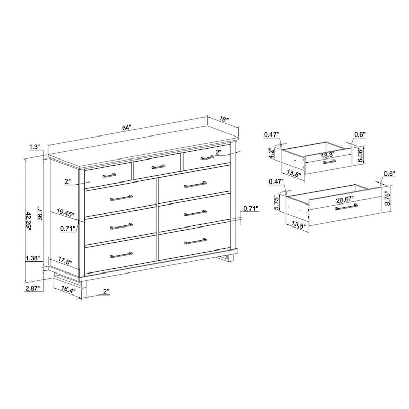 Set Camera da Letto 3 Pezzi Stile Fattoria (Bianco Antico / Beige) – 2 Comodini + 1 Cassettiera, 1 Stanza