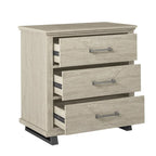 Set Camera da Letto 3 Pezzi Stile Fattoria (Bianco Antico / Beige) – 2 Comodini + 1 Cassettiera, 1 Stanza