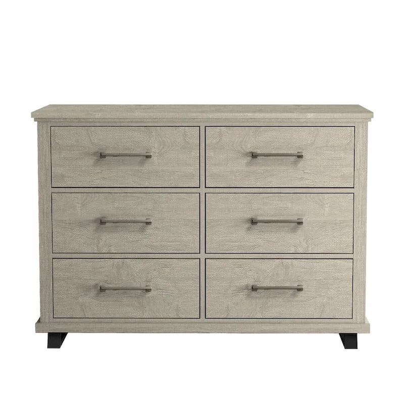 Set Camera da Letto 3 Pezzi Stile Fattoria (Bianco Antico / Beige) – 2 Comodini + 1 Cassettiera, 1 Stanza