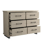 Set Camera da Letto 3 Pezzi Stile Fattoria (Bianco Antico / Beige) – 2 Comodini + 1 Cassettiera, 1 Stanza