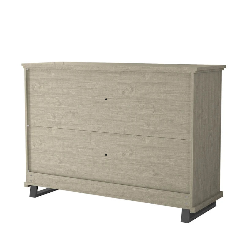 Set Camera da Letto 3 Pezzi Stile Fattoria (Bianco Antico / Beige) – 2 Comodini + 1 Cassettiera, 1 Stanza
