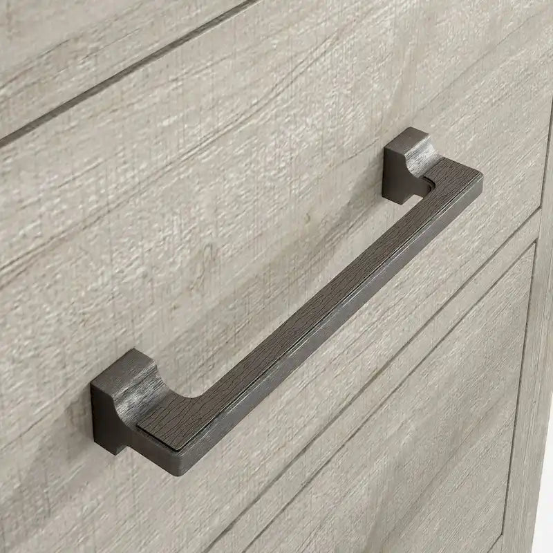 Set Camera da Letto 3 Pezzi Stile Fattoria (Bianco Antico / Beige) – 2 Comodini + 1 Cassettiera, 1 Stanza