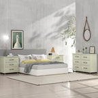 Set Camera da Letto 3 Pezzi Stile Fattoria (Bianco Antico / Beige) – 2 Comodini + 1 Cassettiera, 1 Stanza
