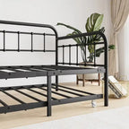 Struttura letto a giorno in metallo nero, per due persone, con letto estraibile