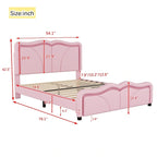 Letto a piattaforma imbottito a LED matrimoniale con testiera regolabile, rosa/bianco, adatto a 1-2 persone