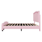 Letto a piattaforma imbottito a LED matrimoniale con testiera regolabile, rosa/bianco, adatto a 1-2 persone