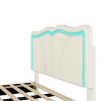 Letto a piattaforma imbottito a LED matrimoniale con testiera regolabile, rosa/bianco, adatto a 1-2 persone