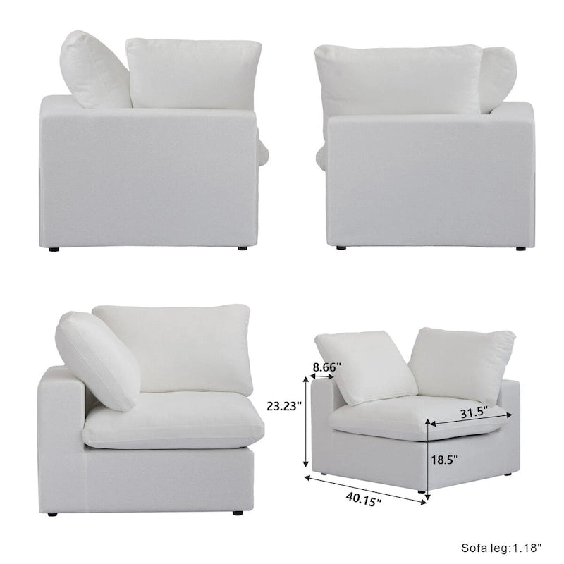 Divano componibile a L a 5 posti, grigio/cachi/nero/bianco