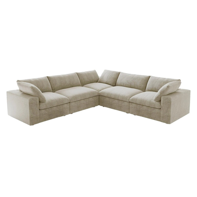Divano componibile a L a 5 posti, grigio/cachi/nero/bianco