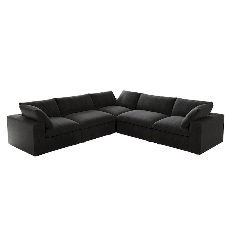 Divano componibile a L a 5 posti, grigio/cachi/nero/bianco