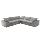 Divano componibile a L a 5 posti, grigio/cachi/nero/bianco