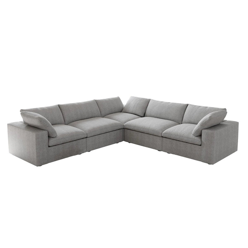 Divano componibile a L a 5 posti, grigio/cachi/nero/bianco