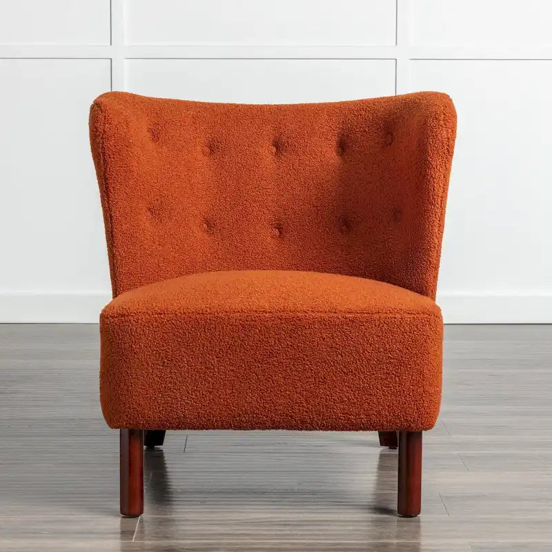 Poltrona senza braccioli, seduta singola, tessuto Sherpa – Arancione / Marrone / Beige