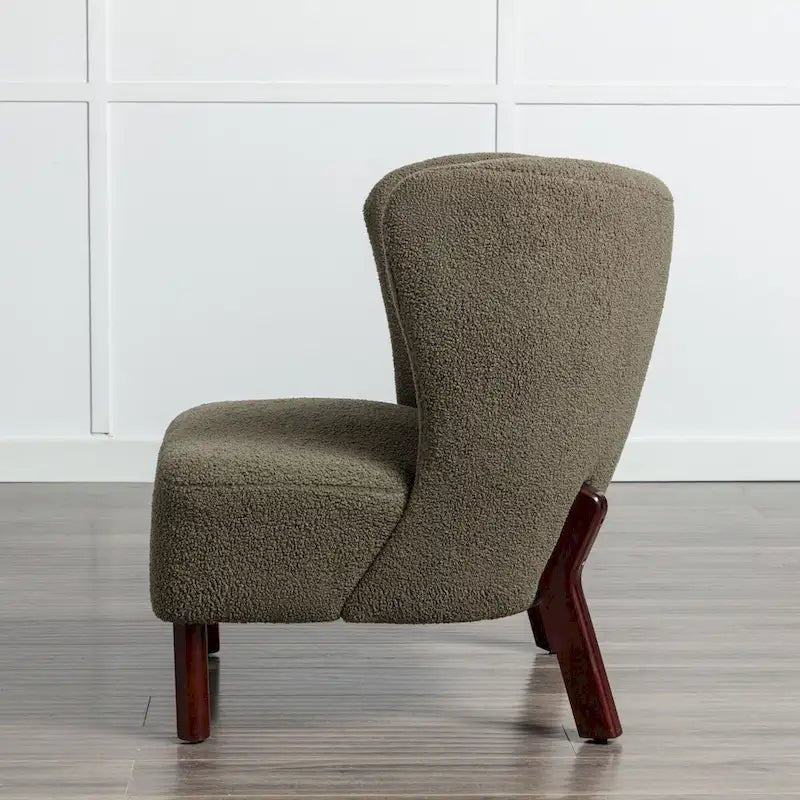 Poltrona senza braccioli, seduta singola, tessuto Sherpa – Arancione / Marrone / Beige