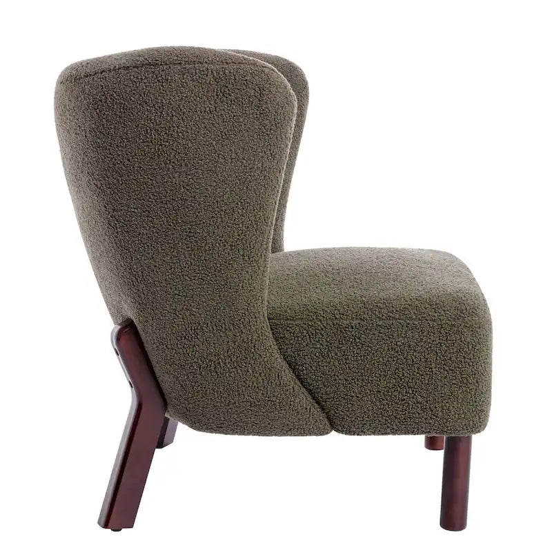 Poltrona senza braccioli, seduta singola, tessuto Sherpa – Arancione / Marrone / Beige