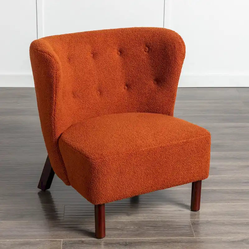 Poltrona senza braccioli, seduta singola, tessuto Sherpa – Arancione / Marrone / Beige