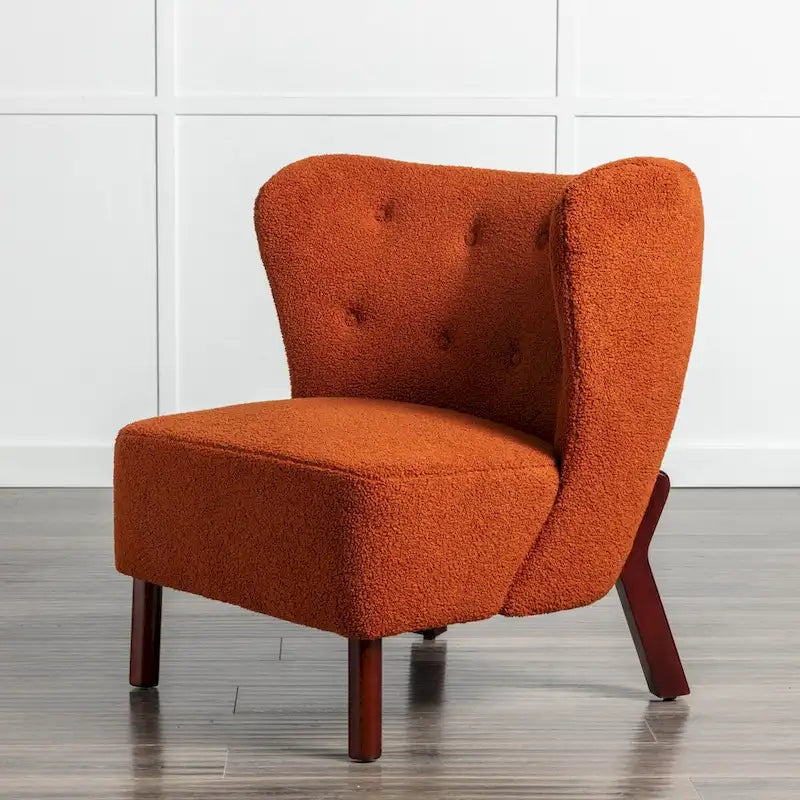 Poltrona senza braccioli, seduta singola, tessuto Sherpa – Arancione / Marrone / Beige