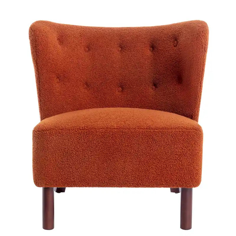 Poltrona senza braccioli, seduta singola, tessuto Sherpa – Arancione / Marrone / Beige
