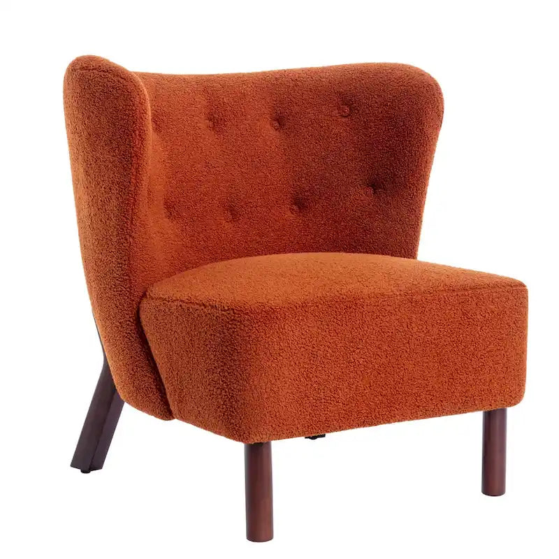 Poltrona senza braccioli, seduta singola, tessuto Sherpa – Arancione / Marrone / Beige