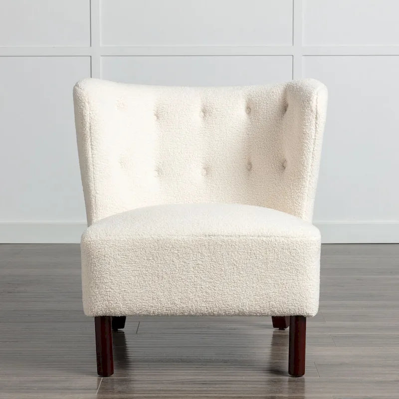 Poltrona senza braccioli, seduta singola, tessuto Sherpa – Arancione / Marrone / Beige