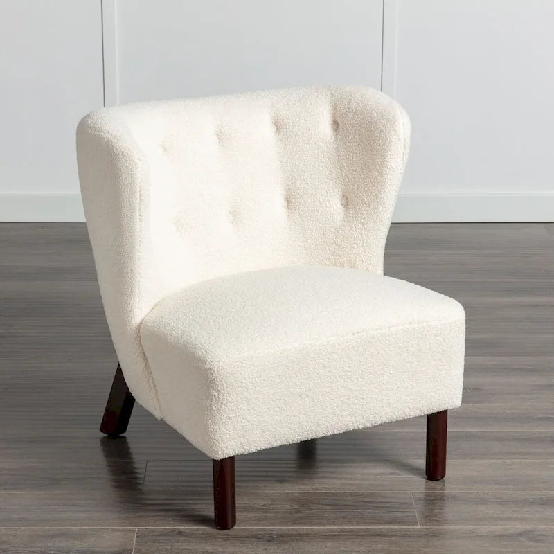 Poltrona senza braccioli, seduta singola, tessuto Sherpa – Arancione / Marrone / Beige