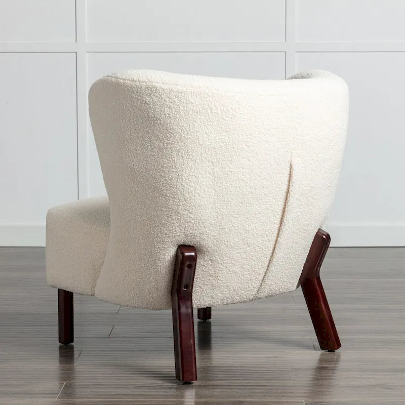 Poltrona senza braccioli, seduta singola, tessuto Sherpa – Arancione / Marrone / Beige