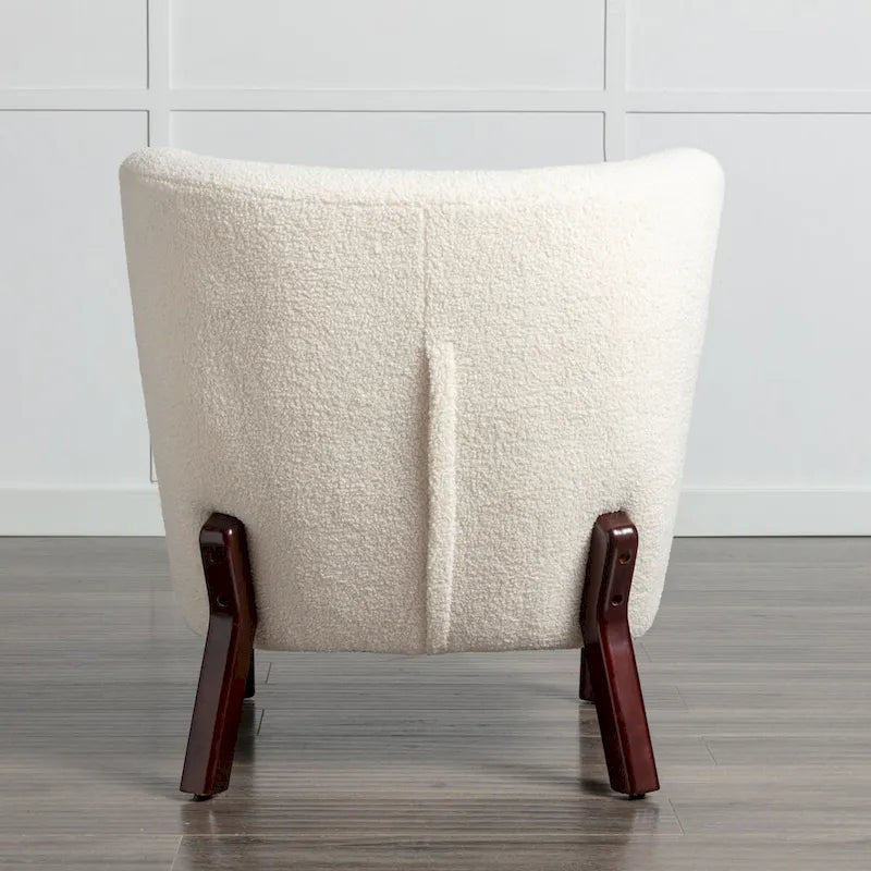 Poltrona senza braccioli, seduta singola, tessuto Sherpa – Arancione / Marrone / Beige