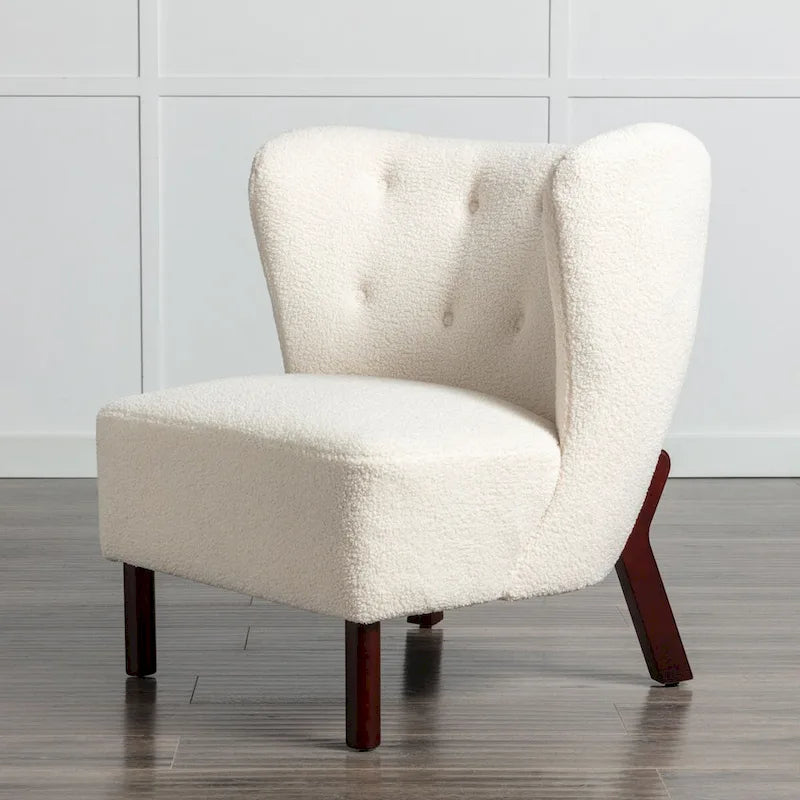Poltrona senza braccioli, seduta singola, tessuto Sherpa – Arancione / Marrone / Beige