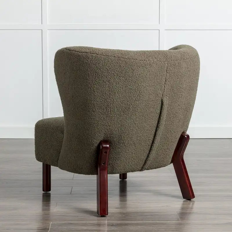 Poltrona senza braccioli, seduta singola, tessuto Sherpa – Arancione / Marrone / Beige