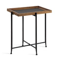 Tavolino d'appoggio rustico marrone/nero in legno e ferro – 1 Persona