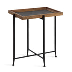 Tavolino d'appoggio rustico marrone/nero in legno e ferro – 1 Persona