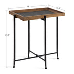 Tavolino d'appoggio rustico marrone/nero in legno e ferro – 1 Persona