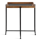 Tavolino d'appoggio rustico marrone/nero in legno e ferro – 1 Persona