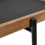 Tavolino d'appoggio rustico marrone/nero in legno e ferro – 1 Persona