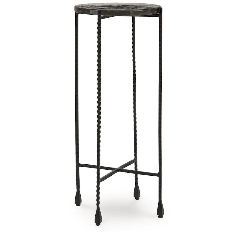 Tavolino d'appoggio con ripiano in vetro trasparente/nero – 11L x 11P x 24A