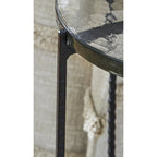 Tavolino d'appoggio con ripiano in vetro trasparente/nero – 11L x 11P x 24A