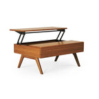 Tavolino da Caffè con Parte Superiore Sollevabile in Rame, Bambù, Stile Mid-Century
