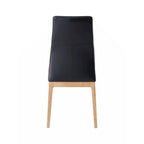 Sedia Laterale in Pelle Nera, Finitura Noce, Set da 2