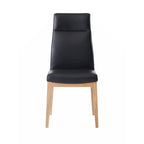 Sedia Laterale in Pelle Nera, Finitura Noce, Set da 2
