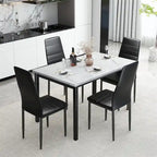 Set da pranzo in finto marmo da 5 pezzi per 4 persone bianco + nero / bianco + crema