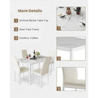Set da pranzo in finto marmo da 5 pezzi per 4 persone bianco + nero / bianco + crema
