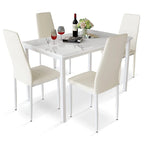 Set da pranzo in finto marmo da 5 pezzi per 4 persone bianco + nero / bianco + crema