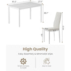 Set da pranzo in finto marmo da 5 pezzi per 4 persone bianco + nero / bianco + crema