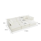 Set divano 3 pezzi in ciniglia bianca, 5 posti (2 poltrone + 1 divanetto)
