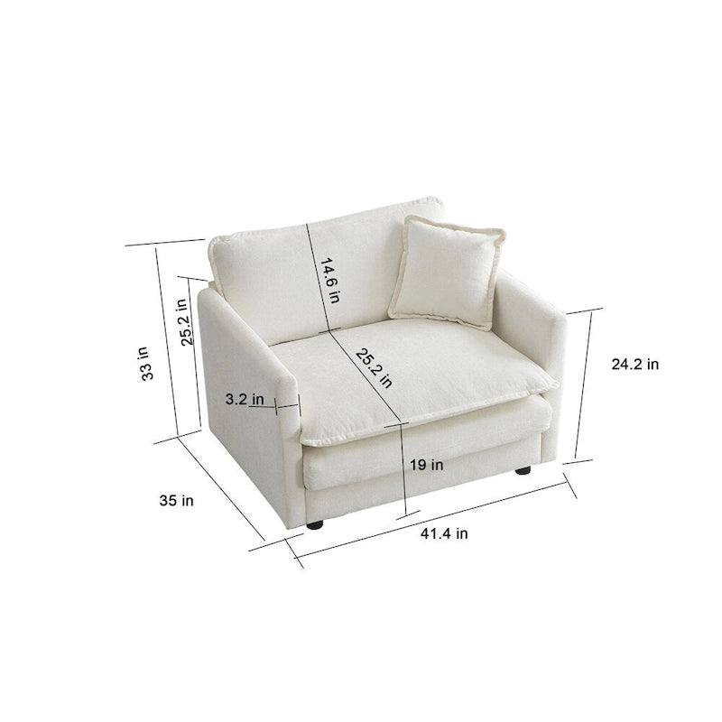 Set divano 3 pezzi in ciniglia bianca, 5 posti (2 poltrone + 1 divanetto)