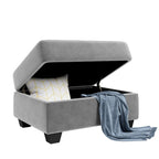 Divano componibile a L in velluto grigio con chaise longue reversibile – 6 posti