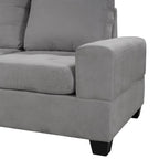 Divano componibile a L in velluto grigio con chaise longue reversibile – 6 posti