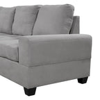 Divano componibile a L in velluto grigio con chaise longue reversibile – 6 posti
