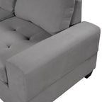 Divano componibile a L in velluto grigio con chaise longue reversibile – 6 posti